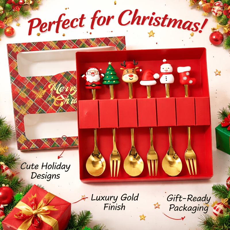 6Pcs Festive Christmas Spoon F - đánh giá và giá Coffee Tea And Sugar Set